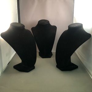 3 Black Velvet Jewelry Stands.